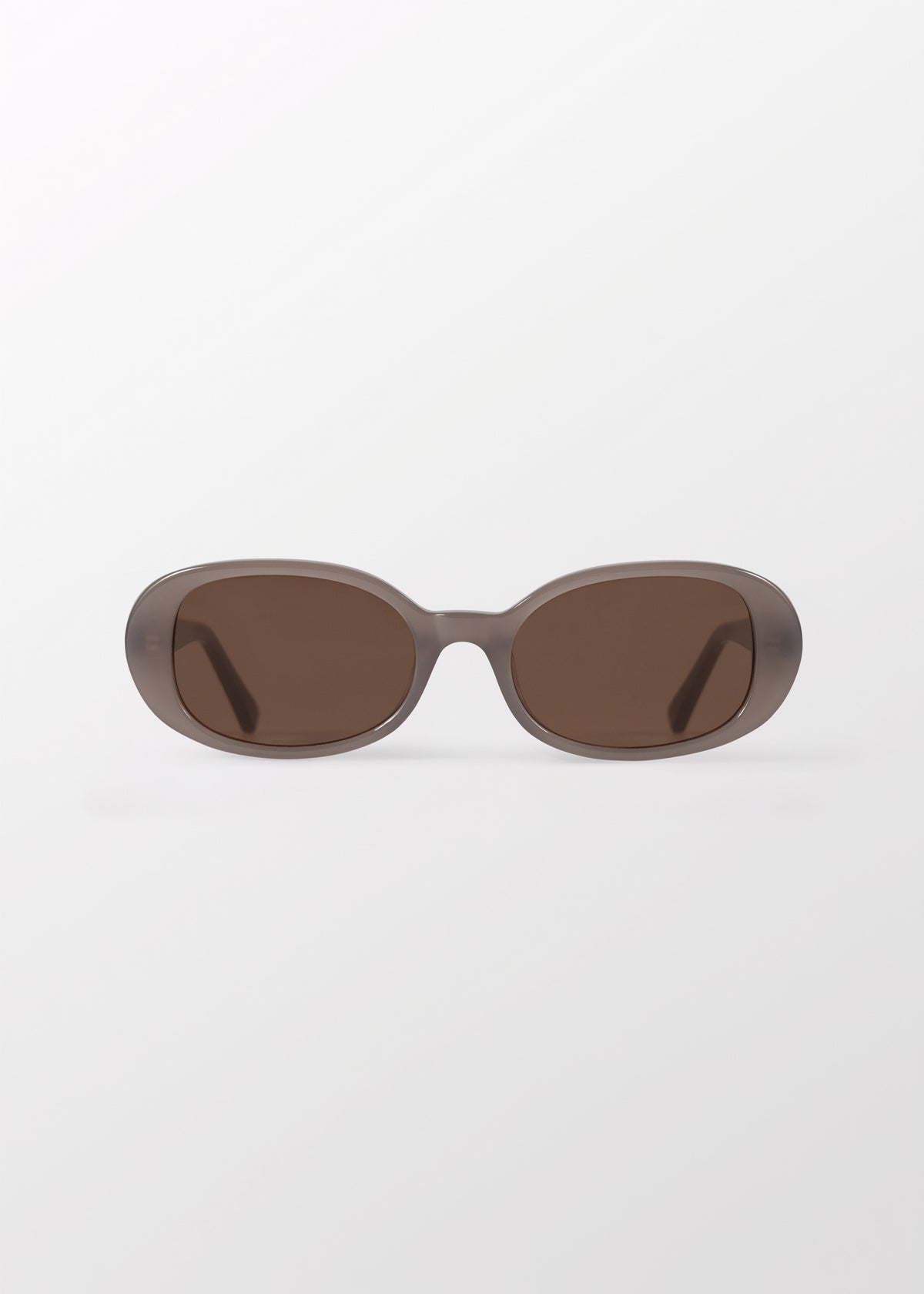 Delphine Milky Grey Oval Sunglasses